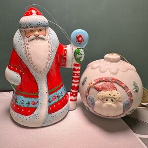 Festive Santa and Ornament Set - Red and White